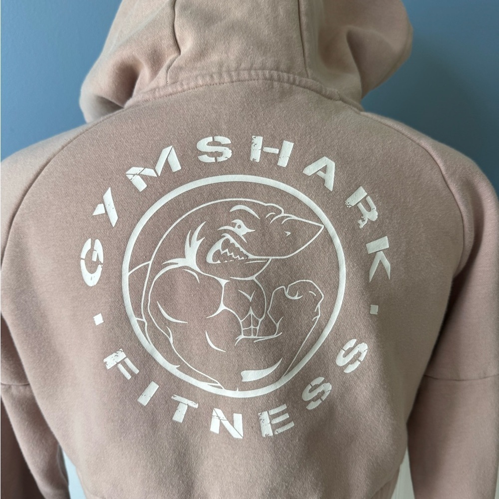 Gymshark Cropped Hoodie in Light Pink with White Logo - Picture 4 of 5